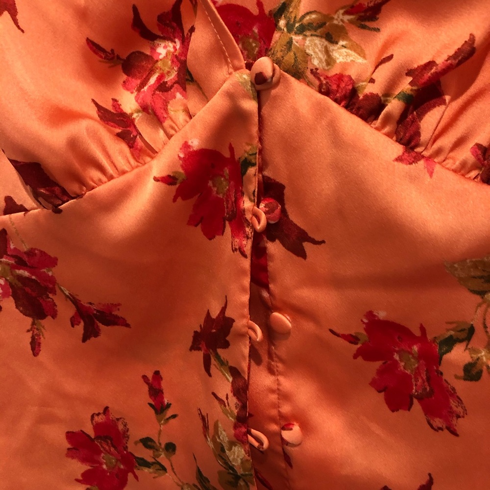 Silky Peach/Rust Colored Button Up Blouse - image 4